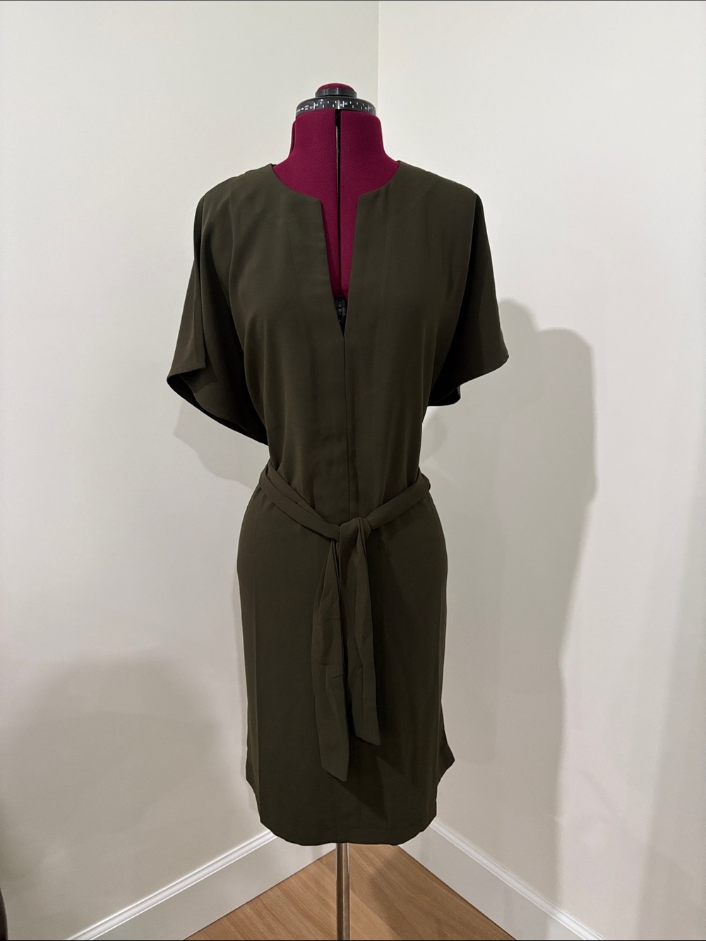 Forever 21 Olive Green Tie-Waist Midi Tunic Dress